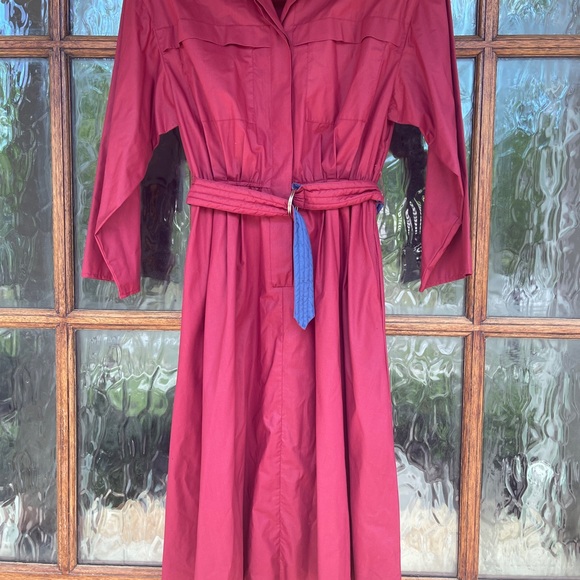 VTG SUNSHINE ALLEY TEA DRESS SHIRT DRESS + BELT Red Retro Two Toned Dress 16 - Picture 2 of 12